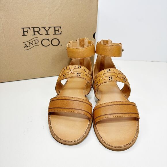 Frye & Co Port to Band Sandal Leather Sandal Almond Women 6M NWB Ankle Strap - Picture 5 of 8